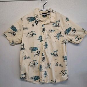 LRG Lifted Research Group Men's Size M Beige African Safari Print  Shirt